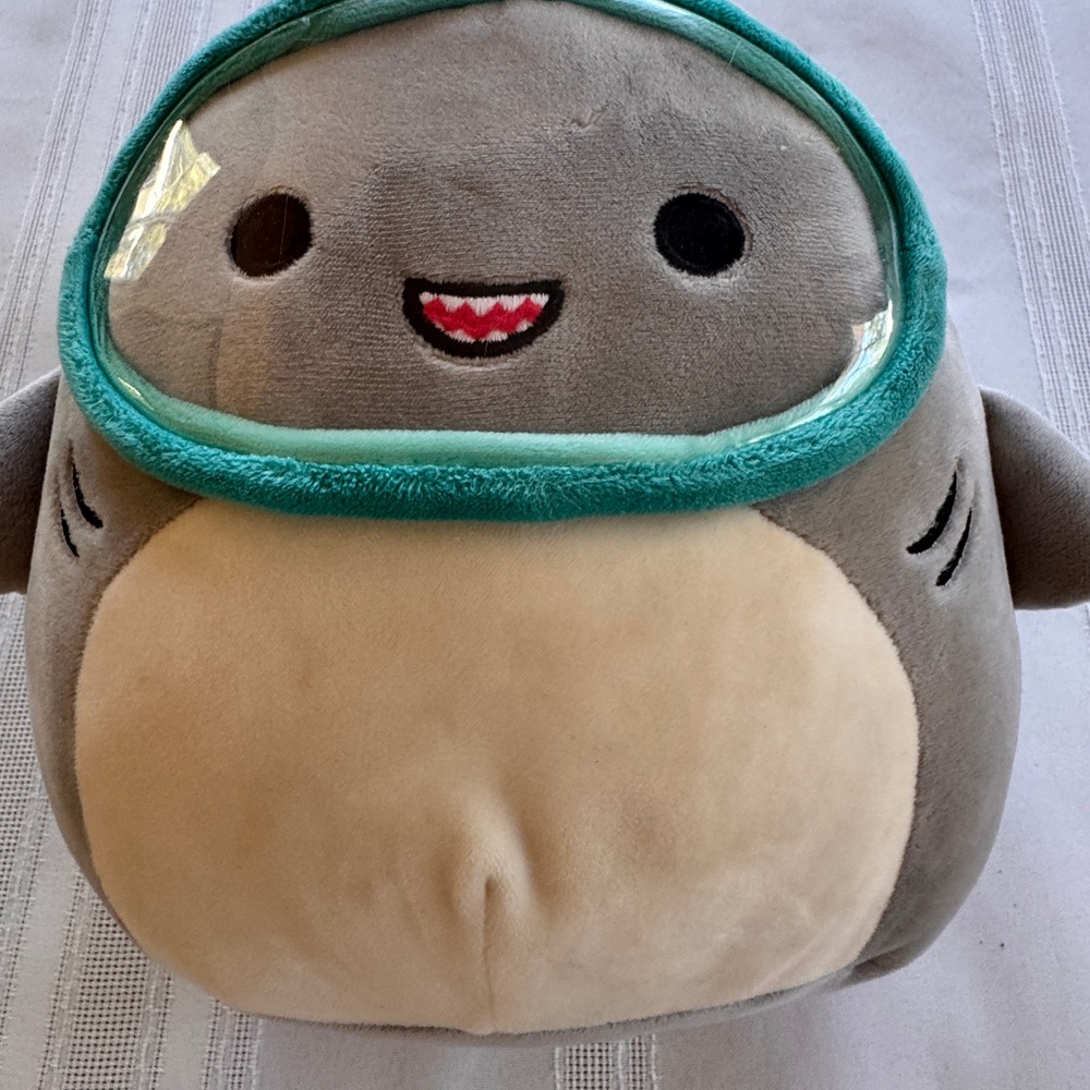Squishmallows Gordon the Shark 8 Inch Scuba Mask Goggles Plush Toy Gray Teal